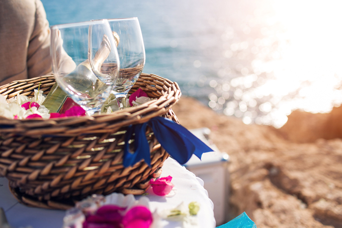 Wedding glasses and champagne in Ayia Napa, Cyprus
