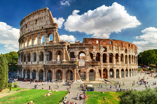 The Colosseum on a sunny day in Rome, Italy